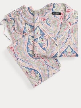 Lauren Ralph Lauren Pastel Paisley Cotton Pajama Set - Blue, Pink, Green